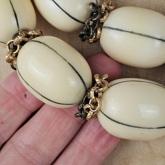 Chicos cream egg shaped bead double strand necklace 22" - Picture 3 of 4